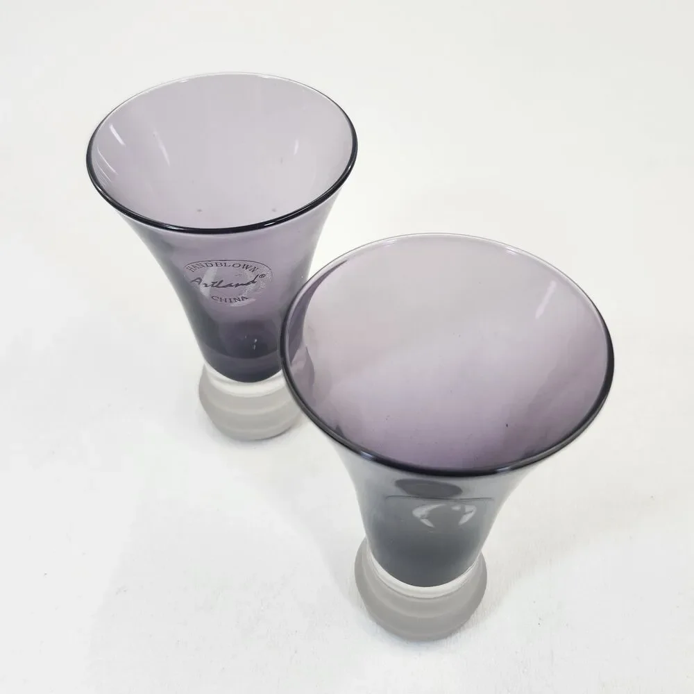 Artland Handblown Shot Glasses Lot of Two Apertif Purple Amethyst Plum Iris NEW